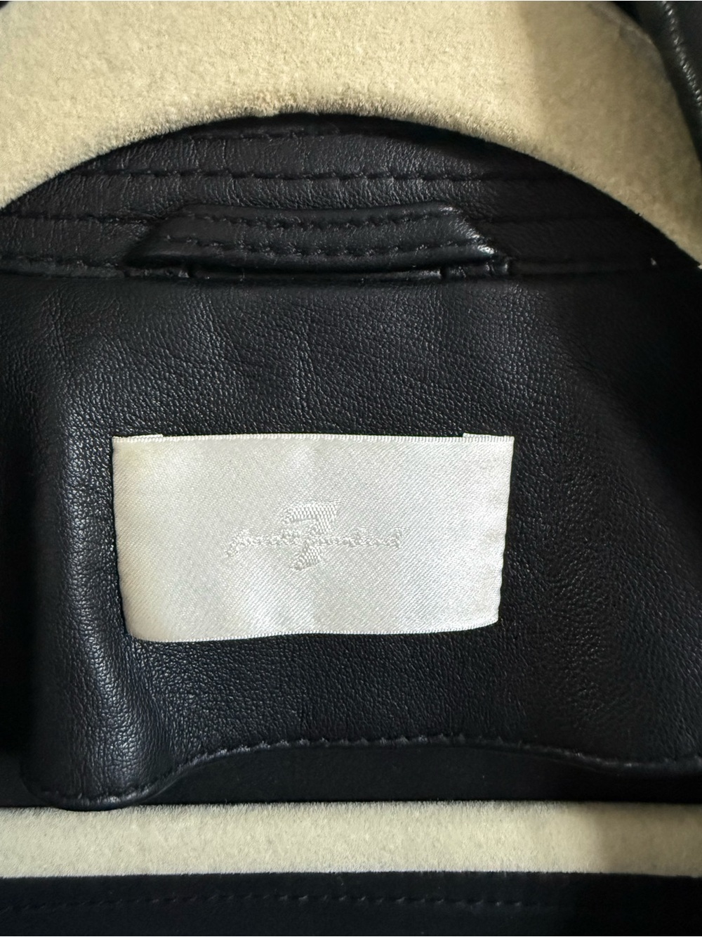 7 For All Mankind Zipper Leather Moto Jacket In Jet Black Medium - Picture 5 of 6